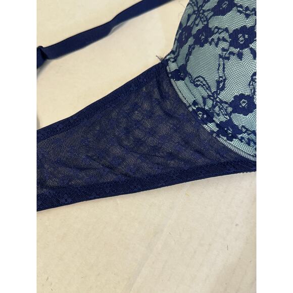 Victoria's Secret Push-up Bra 36D Blue Lace Floral - Picture 4 of 7